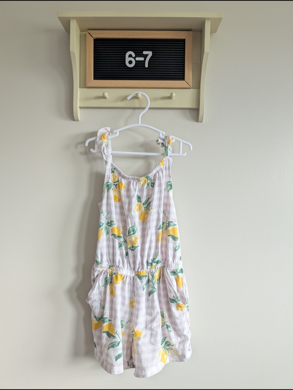 Girls Lemon Print Romper - White & Yellow